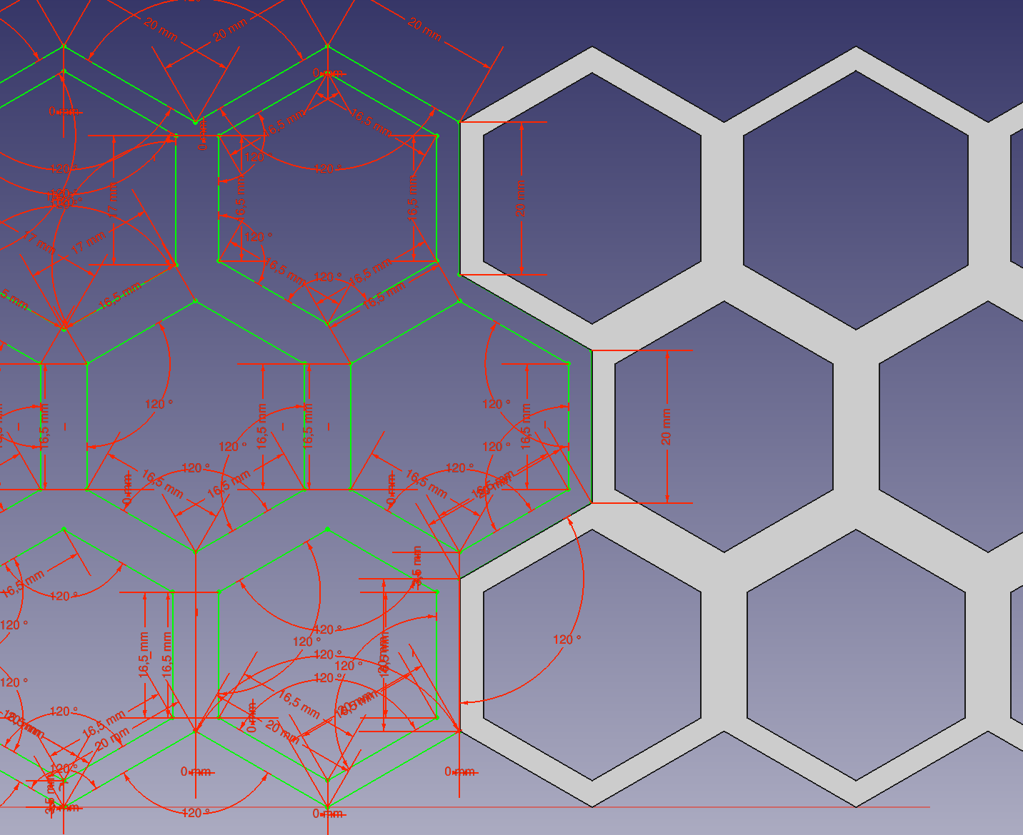 Screenshot FreeCAD Skizze / Modell